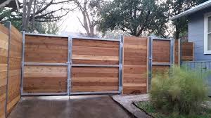 Cedar Horizontal Style Fence With Steel Frame Gates Wood Fence Wood Fence Design Fence Design