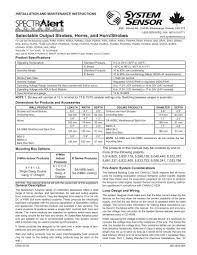 Installation Instructions System Sensor Canada