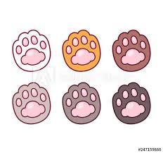 cartoon cat paw prints set buy this stock vector and explore similar vectors at adobe stock adobe stock paw drawing cat paw print cat paw drawing