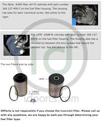 How to access the upper and lower engine compartments for engine oil filter replacement and engine oil drainage for the 2009 volkswagen jetta tdi. Fuel Filter Late B Style A5 Brm Cjaa 1k0127434b E87kp D150 Idparts Com Diesel Parts