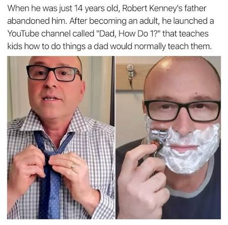 dailyhappystories The people's dad ❤️ At the age of 14, Rob Kenney's father  abandoned him and his seven siblings, leaving them to fend for themselves.  This experience profoundly impacted Kenney, inspiring him