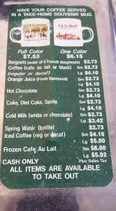 Cafe du monde city park menu. Menu In March 2016 Prices May Be Different Picture Of Cafe Du Monde New Orleans Tripadvisor