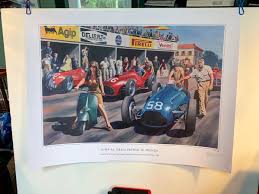 Gina at the Italian Grand Prix 1950 Ferrari Alfa Romeo Talbot Ltd Ed Print  NEW!
