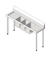 Four faucet holes to accommodate sink accessories. Free 3 Compartment Sink Revit Download Restaurant Equipment Bimsmith Market