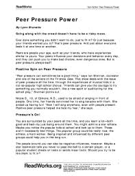 Support your answer with evidence from the text. Peer Pressure Power Readworks Answer Key Fill Online Printable Fillable Blank Pdffiller