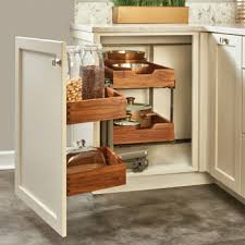 They have two doors joined by hinges that form a sort of accordian effect the drawer and door are 21″ wide and, once opened, the entire inside 49 is accessible. Pullout Walnut Two Tier Bottom Mount Blind Corner Organizer With Four Drawers And Blumotion Soft Close Slides By Rev A Shelf Kitchensource Com
