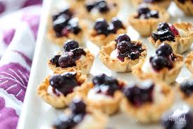 Then place on a baking tray lined with parchment paper and bake in preheated oven (200°c) (approximately 375°f) for about 8 to serve, top phyllo sandwich with berry sauce. Mini Blueberry Cheesecakes