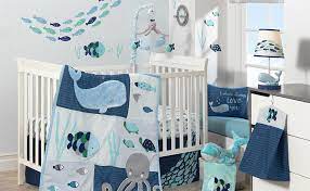 Amazon Com Lambs Ivy Oceania 6 Piece Baby Crib Bedding Set Blue Ocean Nautical Aquatic Whale Octopus Theme Baby