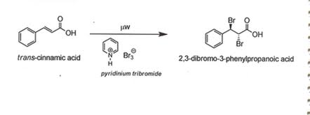 Image result for cinnamic acid with pyridinium tribromide"