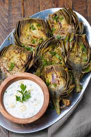 Grilled Artichokes With Lemon Remoulade Recipe In 2020 Grilled Artichoke Artichoke Recipes Stuffed Peppers