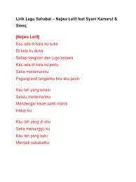 29 march 2020 / trending musik12. Lirik Lagu Sahabat Najwa Latif Feat Syam Kamarul