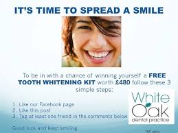 COMPETITION TIME!!! For your chance to win a FREE whitening kit worth £480,  all you have to do is: 1. Like our Facebook page 2. Like this post 3. Tag  at least