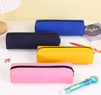Custom logo OEM Simple Zipper Oxford Cloth Solid Color Stationery Portable  Cute Pen Pencil Pouch Bag case for Girl Boy School