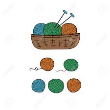 Een Set Van Multi-gekleurde Bollen Van Wol En Breinaalden In Verschillende Posities. Geïsoleerd Op Een Witte Achtergrond. Ballen Wol In Een Mand. Naaldwerk. Handgetrokken Stijl. Vector Illustratie Royalty vrije SVG, Cliparts, Vectoren,