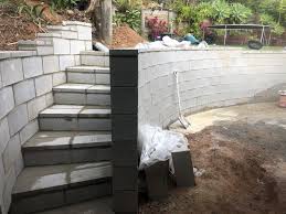 Stake out with pickets and excavate organic, soft soil from footing area to level. Curved Wall With Step Landscaping Retaining Walls Concrete Retaining Walls Concrete Block Retaining Wall