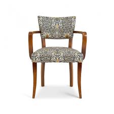 Set Of Four Molina Dining Chair With Arms William Morris Fabric Dark Wood Dining Chairs Furnit In 2020 Dining Chairs Dark Wood Dining Chair Vintage Dining Chairs