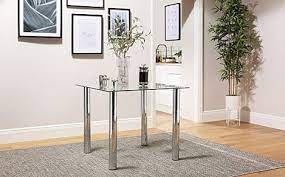 It features two drop leaves that lift to extend the table. Nova Square Glass And Chrome 90cm Dining Table Furniture And Choice