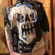Lil Peep Authentic Never Say Die Jacket X Lil Peep Grailed Painted Clothes Sick Clothes Custom Leather Jackets