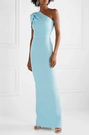 Light Blue Kora One Shoulder Draped Crepe Gown Safiyaa Light Blue Cocktail Dress Gowns Evening Dresses