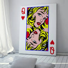 Queen Card Modern Pop Culture Canvas Queen Wall Art Poker Card Art Ikonick Pop Art Drawing Pop Art Canvas Pop Art Decor