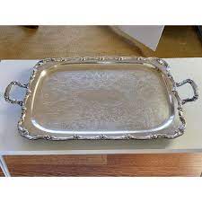 Maybe you would like to learn more about one of these? Large Antique Silver Plate Footed Serving Tray With Handles Chairish