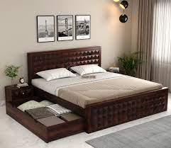 Buy Morse Sheesham Wood Bed with Drawer Storage (King Size, Walnut Finish)  at 28% OFF Online | Wooden Street