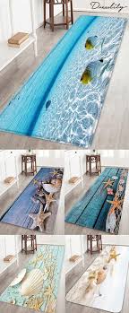 This Beach Style Bathroom Rug Features A Classic Starfish Conch Pattern With Blurred Background Whic Beach Bathrooms Beach Style Decorating Beach Style Rugs
