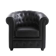 Aujourd'hui sur rakuten, 56 fauteuil club cuir blanc vous attendent au sein de notre rayon. Fauteuil Club Capitonne Noir Chesterfield Maisons Du Monde