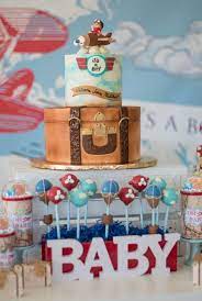 Vintage Airplane Baby Shower Party Ideas Photo 7 Of 16 Catch My Party Vintage Airplane Baby Shower Airplane Baby Shower Airplane Baby Shower Theme