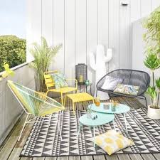 Gartensessel Und Fussschemel Aus Gelbem Metall Batignolles Maisons Du Monde Fauteuil Jardin Salon De Jardin Exterieur Decoration Balcon