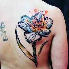 Bold Watercolor Tattoos By Jay Van Gerven Daffodil Tattoo Tattoos Flower Tattoo Shoulder