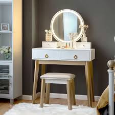 Dikomo Vanity Set With Stool And Mirror In 2020 Vanity Table Set Vanity Table Room Decor