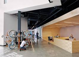 Just Like Aol S Offices Upstairs The Lobby Was Created By San Francisco Designers Studio O A Fo Office Reception Office Inspiration Commercial Interior Design