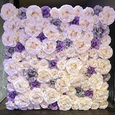 We Re Back With The Lavender And White Wall But This Time With Grey Roses And Silver Eucalyptu Lavender Paper Flowers Flower Wall Wedding Paper Flower Template