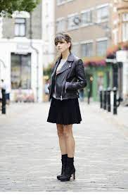 Graphic Tee Black Skater Skirt Whistles Patti Leather Biker Ankle Boots Biker Jacket Street Style Street Style Jacket Leather Jacket Outfits