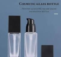 AKOAK 2 Pcs Liquid Foundation Bottles Square Clear Glass Emulsion Pump  Bottle,Essence Pump Bottle,Black Pump hHead Cosmetic Foundation Travel Vial  for ...