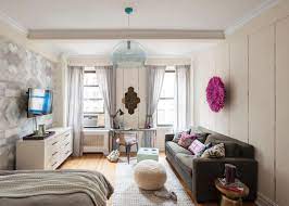 Small Transitional Studio Apartment Packs Big Style Punch Small Studio Apartment Decorating Cozy Living Room Design Studio Apartment Decorating