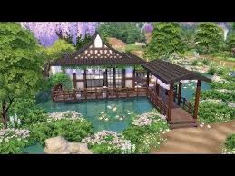 I Made A Traditional Park Tea Garden For A Japanese Neighbourhood I M Building In Newcrest Thesimsbuil Sims 4 House Design Sims Building Sims House Design