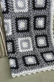 Black And White Crochet Blanket Pattern Crochet Blanket Black White Grey Granny Square Acrylic Yarn Bedding In 2020 Crochet Granny Square Blanket Granny Square Crochet Pattern Crochet Blanket Grey
