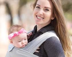 USA Made Beachfront Baby Wrap Carrier- SAFE Water Babywearing at the Beach,  Pool, Water Park or in the Shower- Silver Wave Mesh