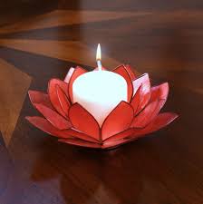 Lotus Flower Candle Holder With Jewel Encrusted Case Deep Orange Lotus Flower Candle Holder Lotus Flower Candle Candles