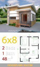 House Design 6x8 With 2 Bedrooms House Design 6 8 With 2 Bedrooms House Plans 3d Housedesign Housedesignarch Arsitektur Rumah Rumah Indah Denah Rumah