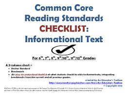 easy common core reading standards checklist 6 12