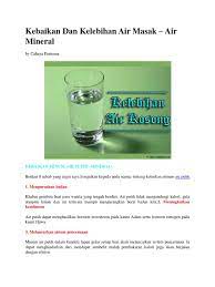 Air putih memiliki banyak manfaat ketika diminum saat perut kosong. Kebaikan Dan Kelebihan Air Masak