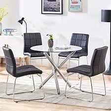 4.4 out of 5 stars with 32 ratings. Amazon Com Sicotas 5 Piece Round Dining Table Set Modern Kitchen Table And Chairs For 4 Person Dining Room Table Set With Clear Tempered Glass Top Dining Set For Dining Room Kitchen