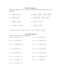 Unit 1 radian and degree measurement. Simplify Expressions And Graphing Cycles Pre Calculus Worksheet