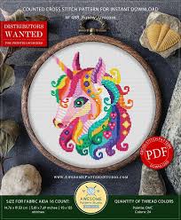 Funny Unicorn P488 Cross Stitch Embroidery Pattern Download Etsy Cross Stitch Unicorn Cross Stitch Pattern Cross Stitch Kits