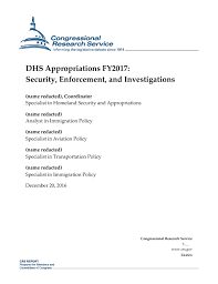 Dhs Appropriations Fy2017 Security Enforcement And