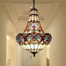 Beautiful tiffany style ceiling lamp lights stained glass bed/living room gift. 12 16 Wide Tiffany Style Flower Chandelier 3 5 Lights Stained Glass Hanging Light Kit In Antique B Flower Chandelier Antique Bronze Chandelier Hanging Lights