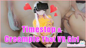 时间暂停玩VR的自慰女孩并大量中出，解除时瞬间高潮冲击精液流出- Pornhub.com